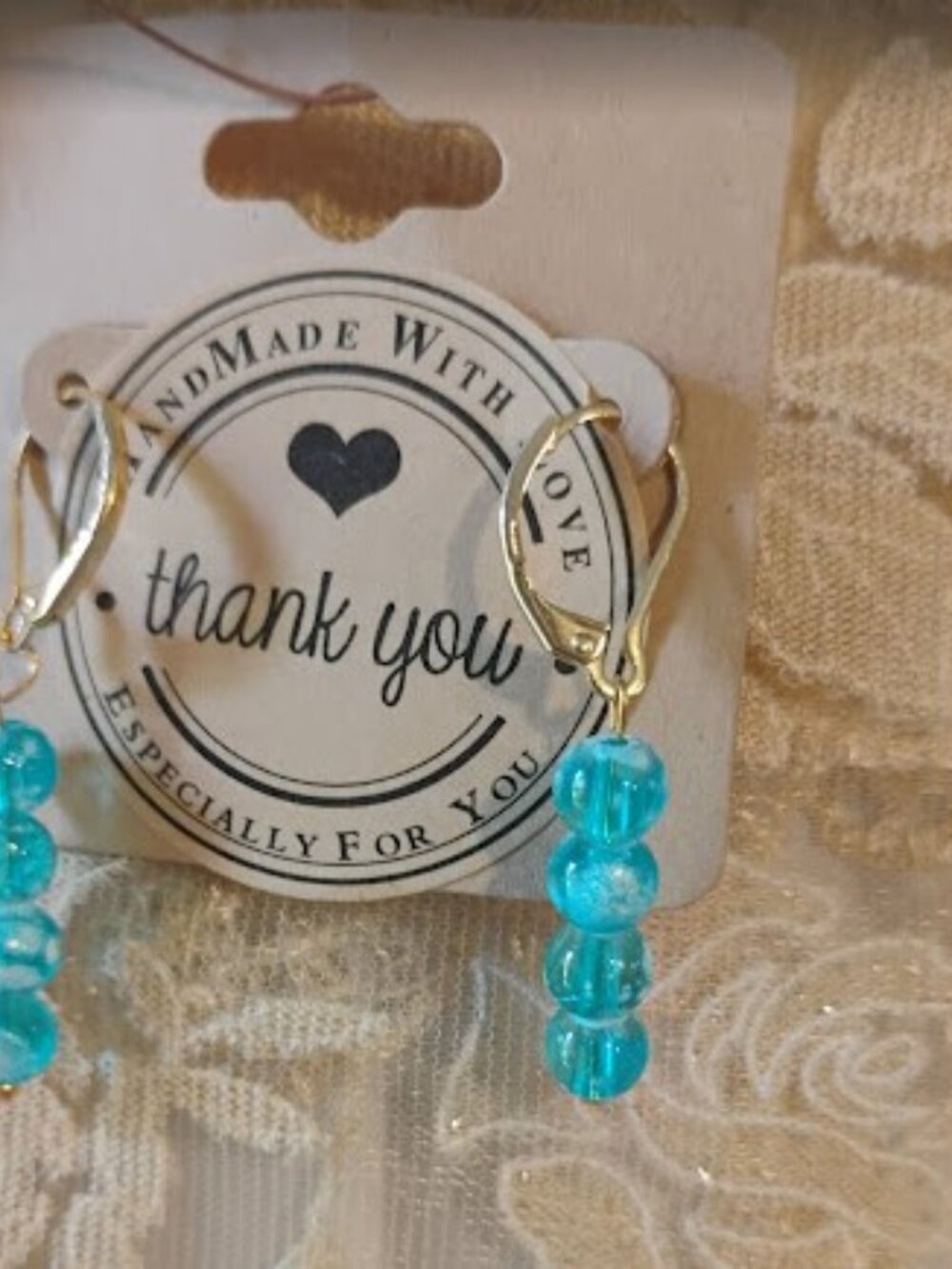 aqua sea glass earrings
